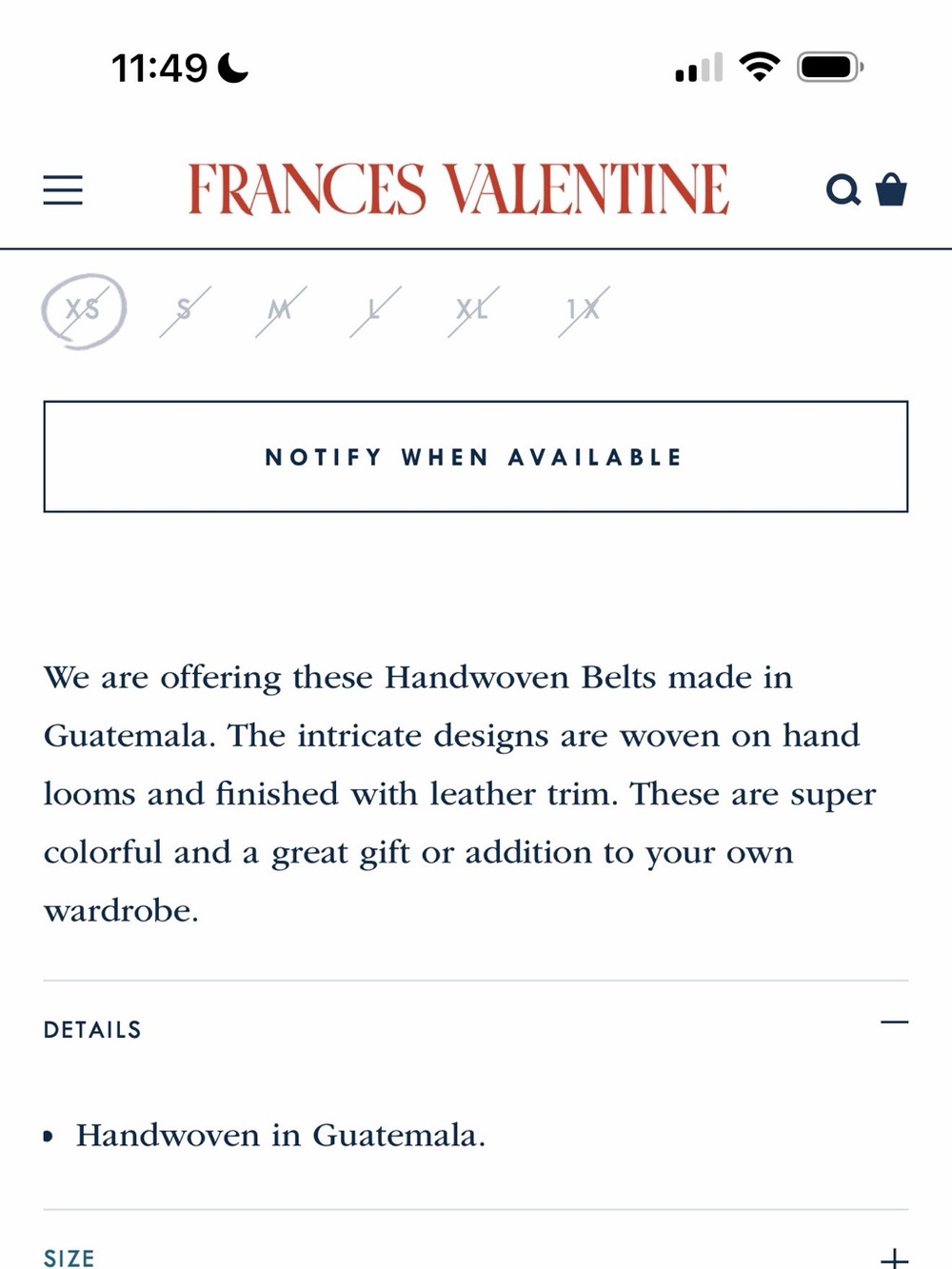 NWT Frances Valentine handmade Guatemalen belt - Multicolor Leather-Trim Belt - Picture 9 of 10